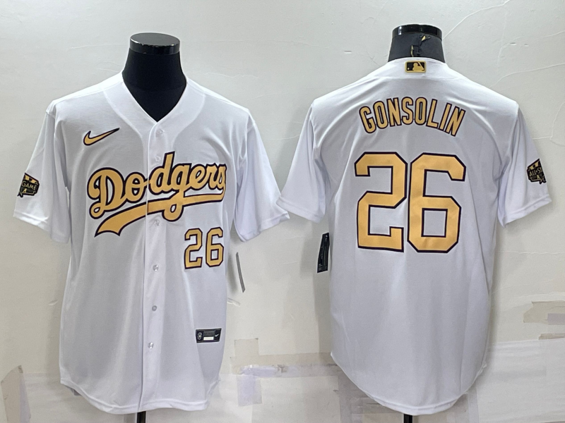 Men's Los Angeles Dodgers #26 Tony Gonsolin 2022 All-Star White Cool Base Stitched Baseball Jersey Men's Los Angeles Dodgers #26 Tony Gonsolin 2022 All-Star White Cool Base Stitched Baseball Jersey